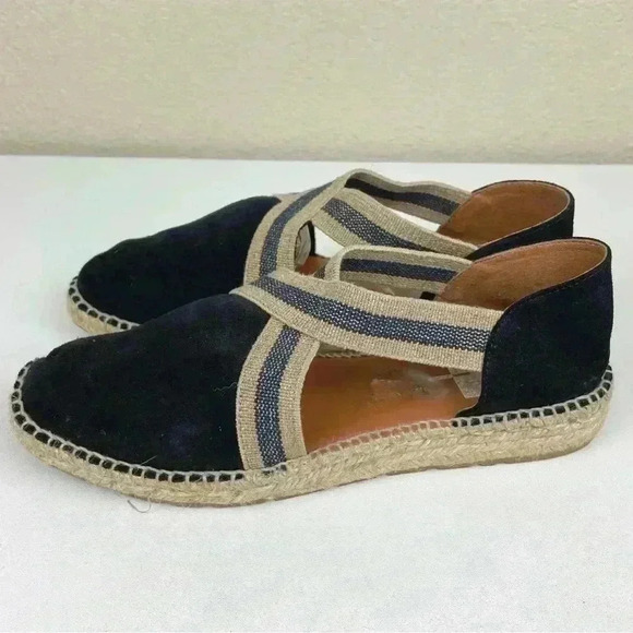 VIGUERA Women's 40 Dames Espadrille Flat Shoes Navy Blue Suede Cross Over Beach - Picture 7 of 14